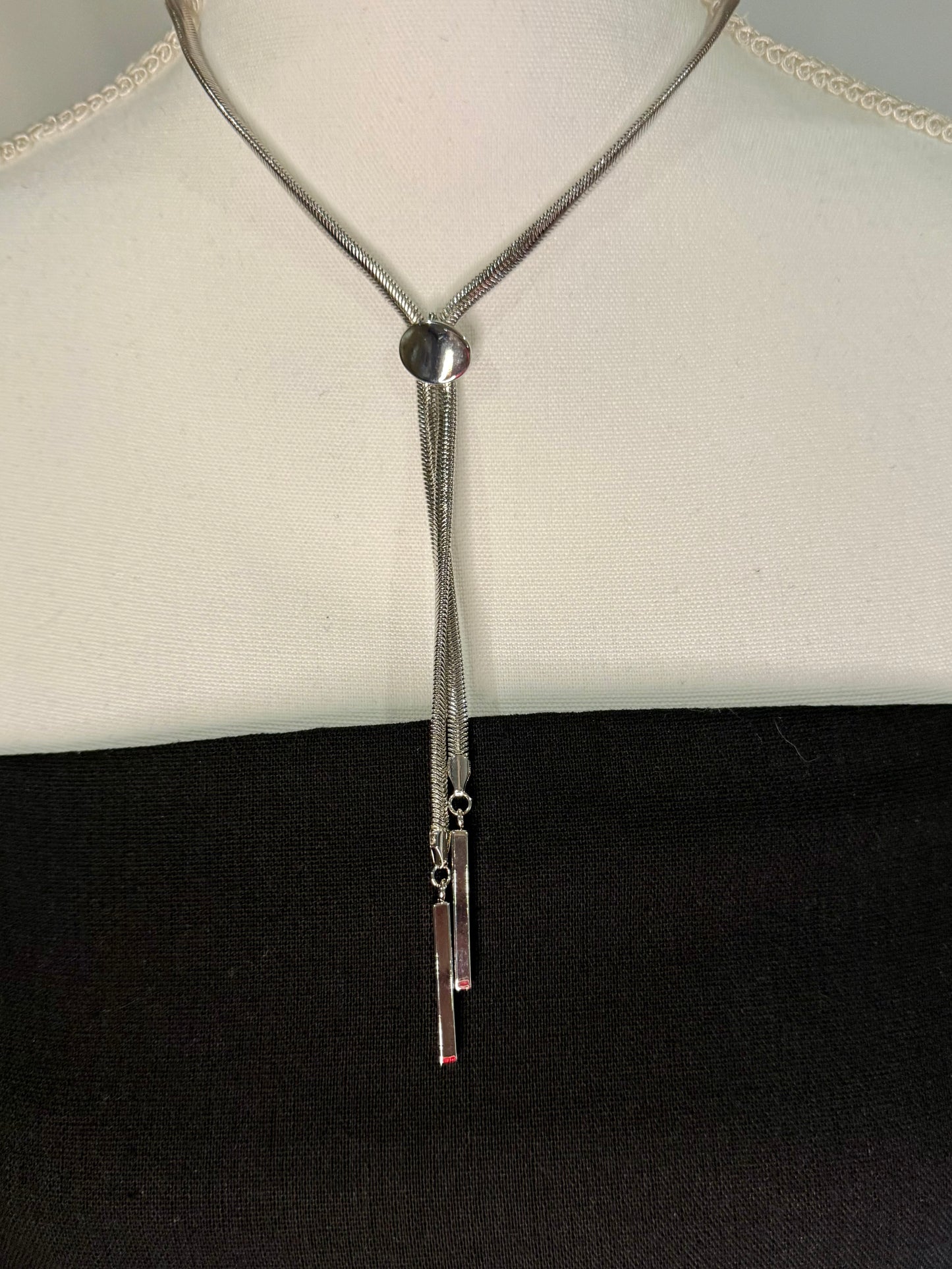 Long Silver Snake Necklace - Triple Charm Boutique