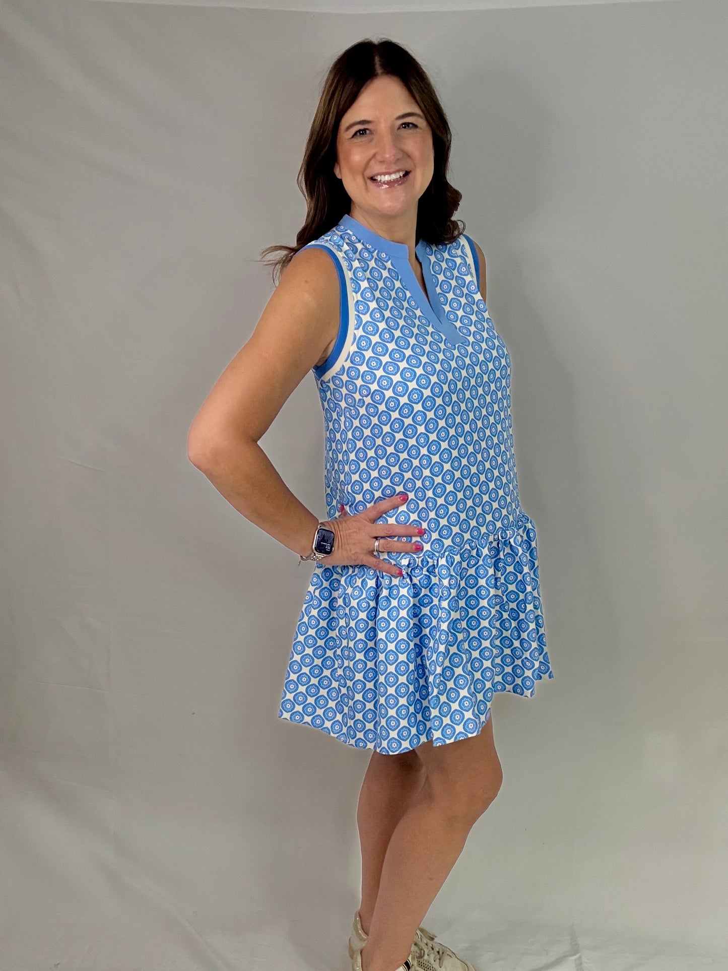 The Perfect Blue  Flower Ruffle Dress
