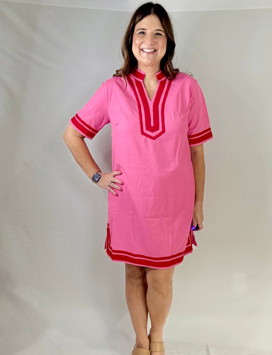 The Pretty in Pink Linen Dress - Triple Charm Boutique