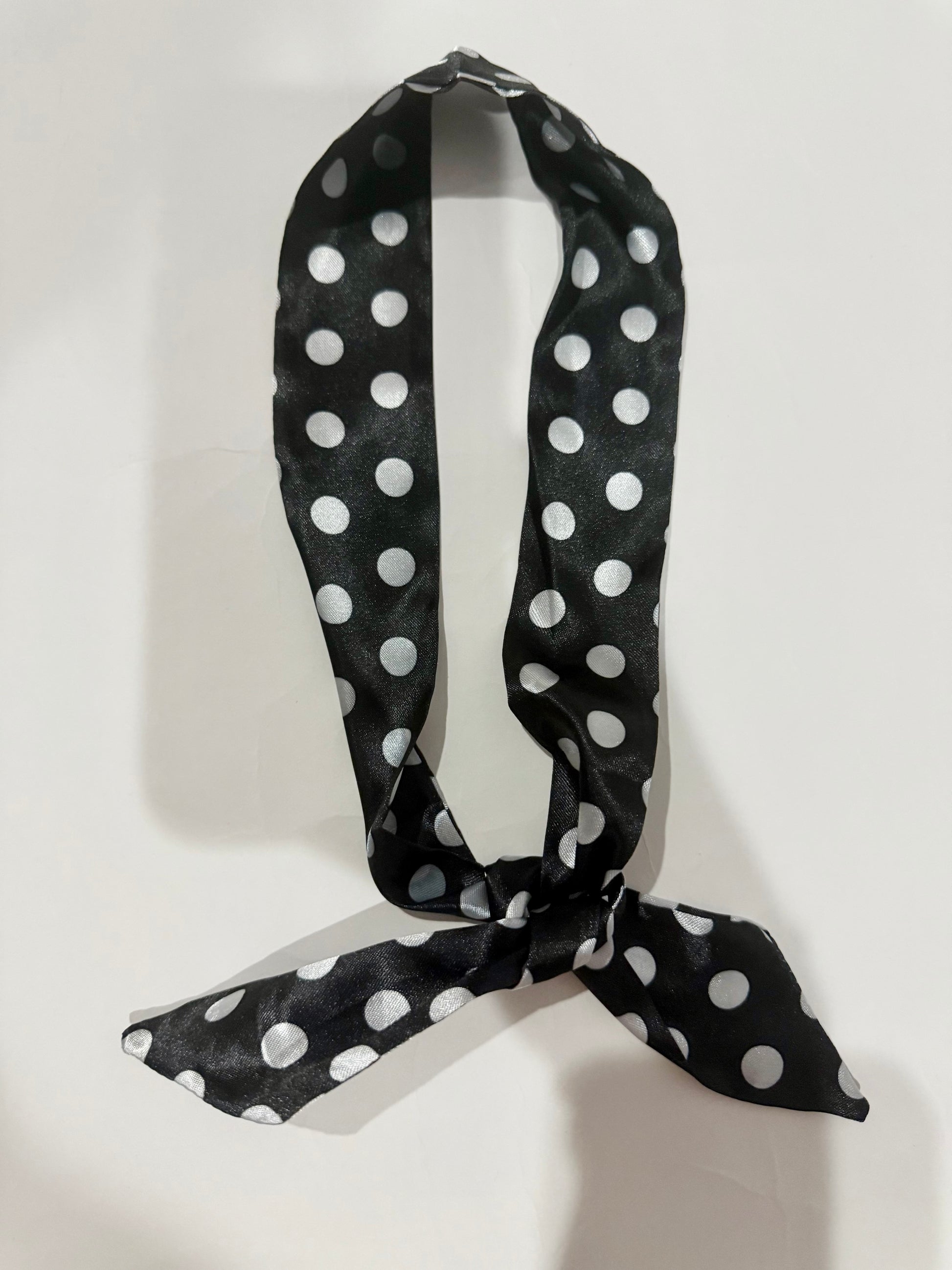 The Black Polka Dot Striped Neck Scarf - Triple Charm Boutique
