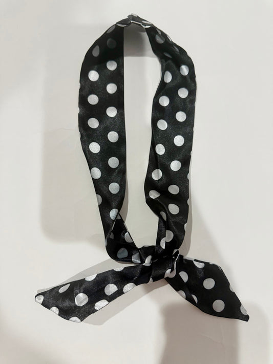 The Black Polka Dot Striped Neck Scarf - Triple Charm Boutique