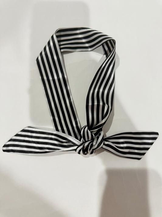 The Black and White Striped Neck Scarf - Triple Charm Boutique