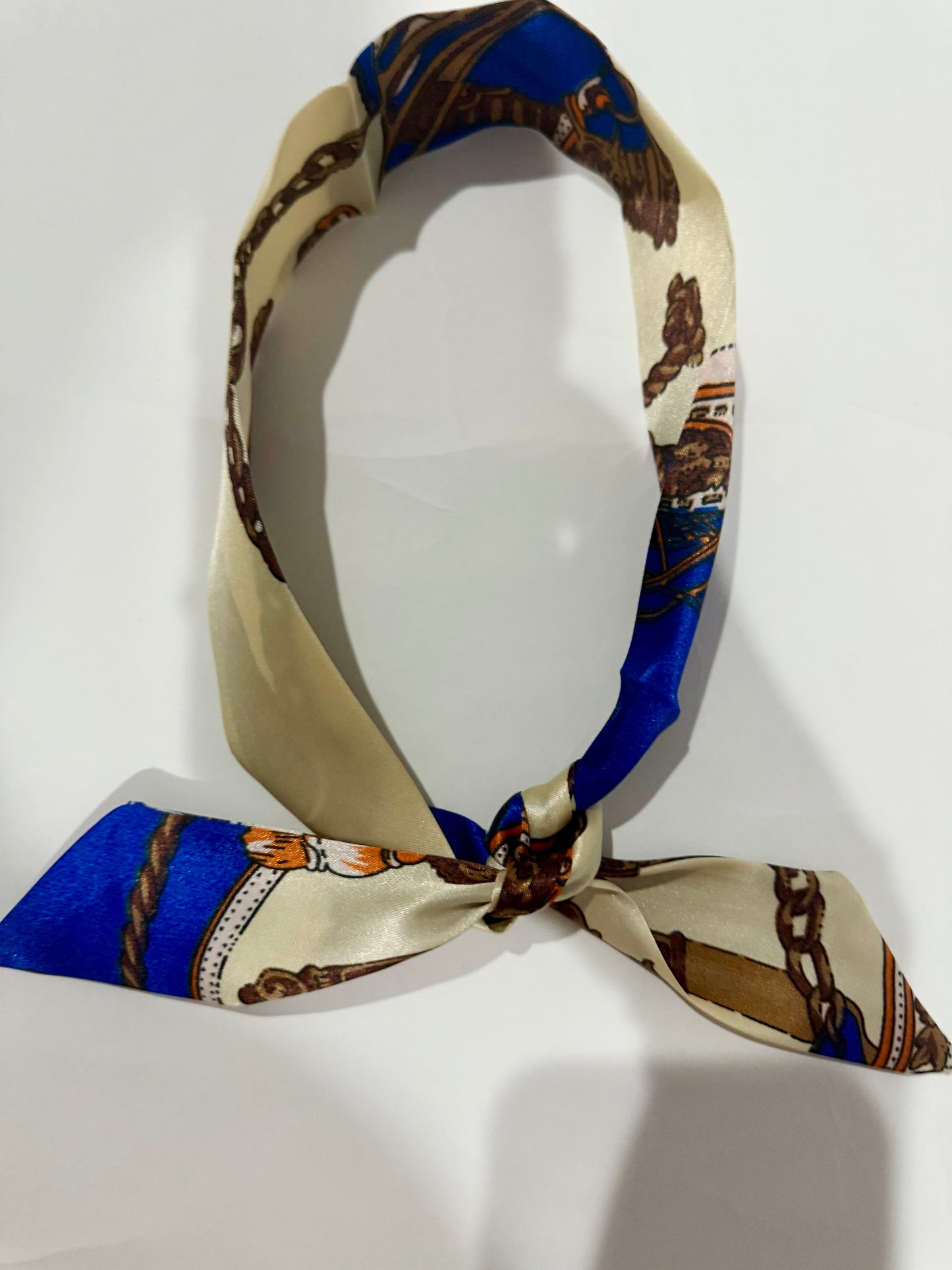 The Blue, Cream, & Orange Nautical Scarf - Triple Charm Boutique