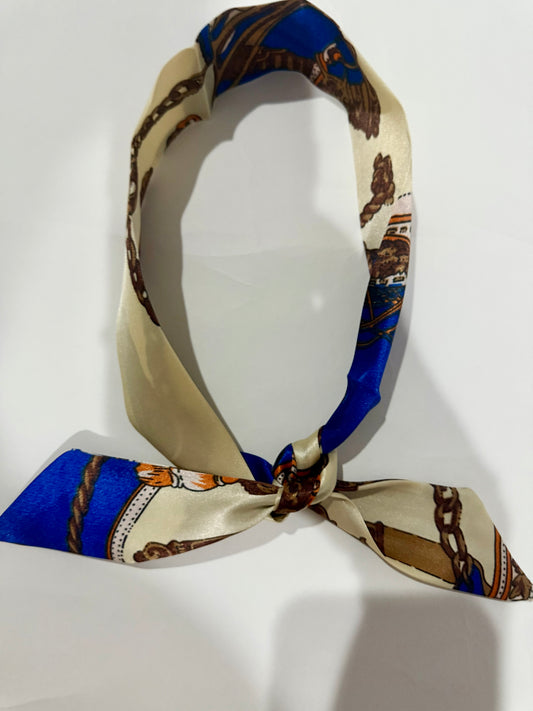 The Blue, Cream, & Orange Nautical Scarf - Triple Charm Boutique