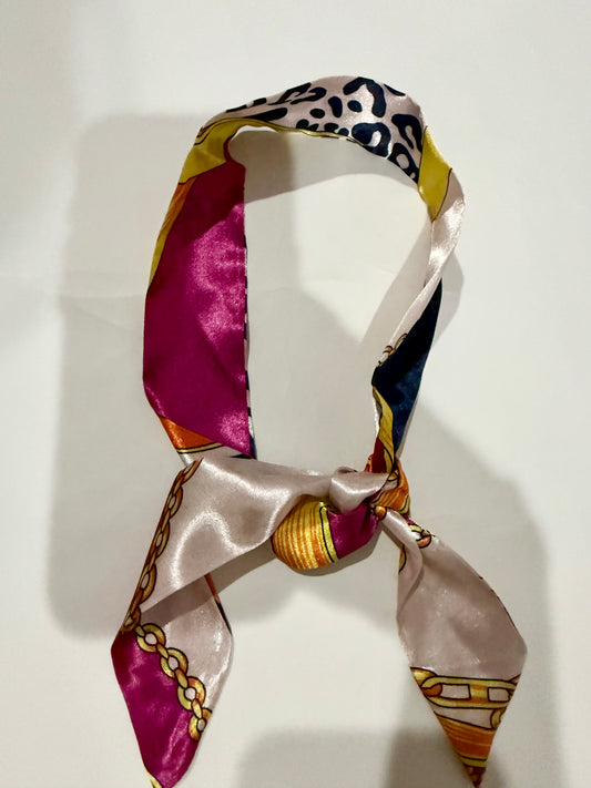 The Hot Pink Nautical & Leopard Tie Scarf - Triple Charm Boutique