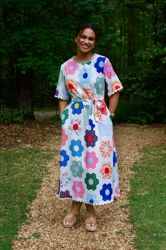 The Floral Patchwork Multi Dress - Triple Charm Boutique