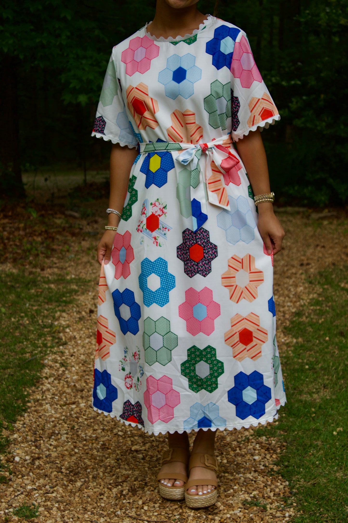 The Floral Patchwork Multi Dress - Triple Charm Boutique