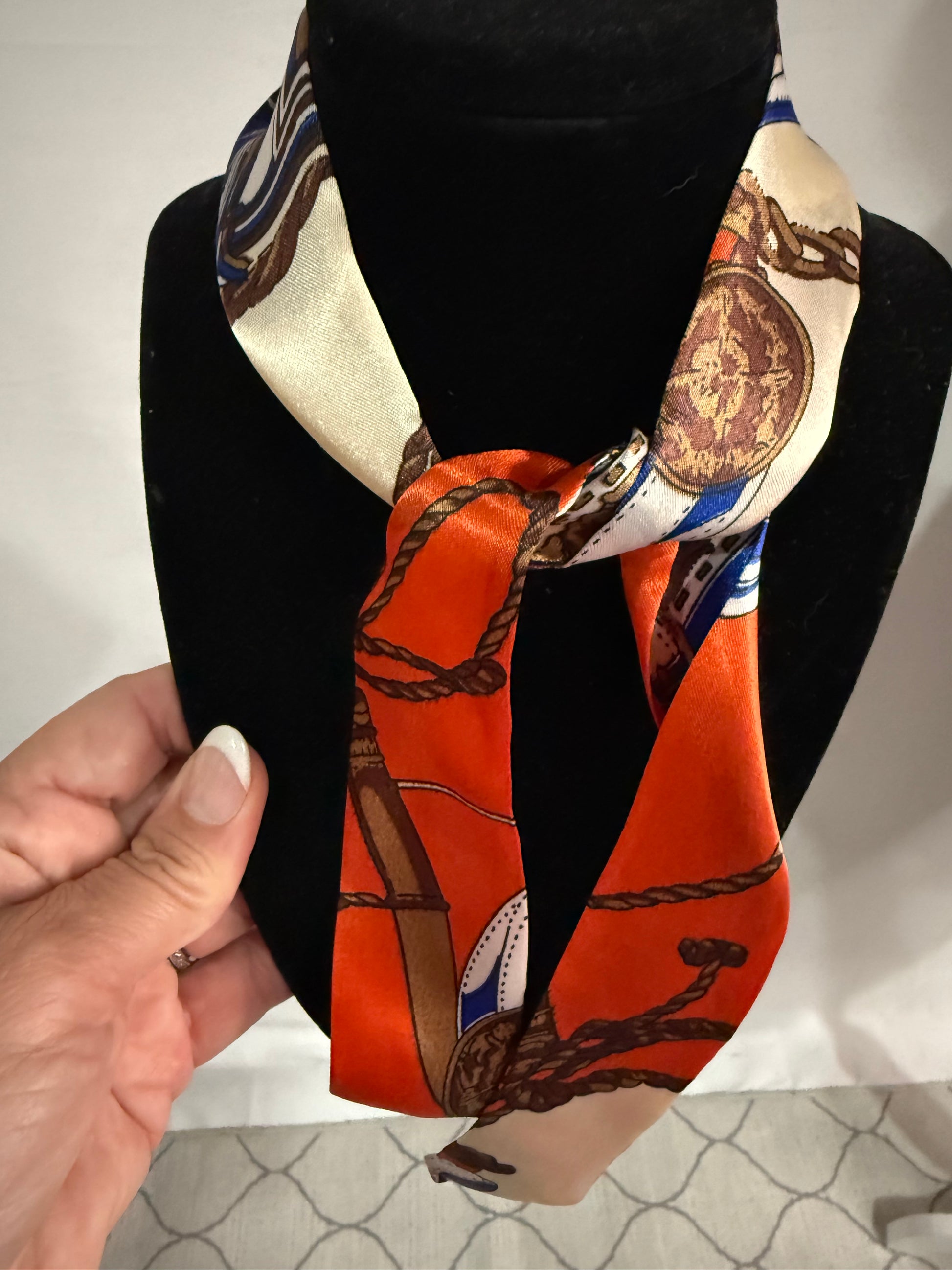 The Orange & Blue Neck Tie Scarf - Triple Charm Boutique
