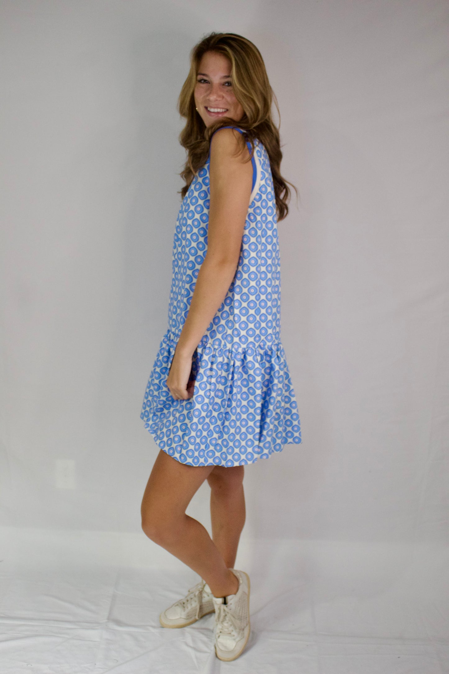 The Perfect Blue  Flower Ruffle Dress