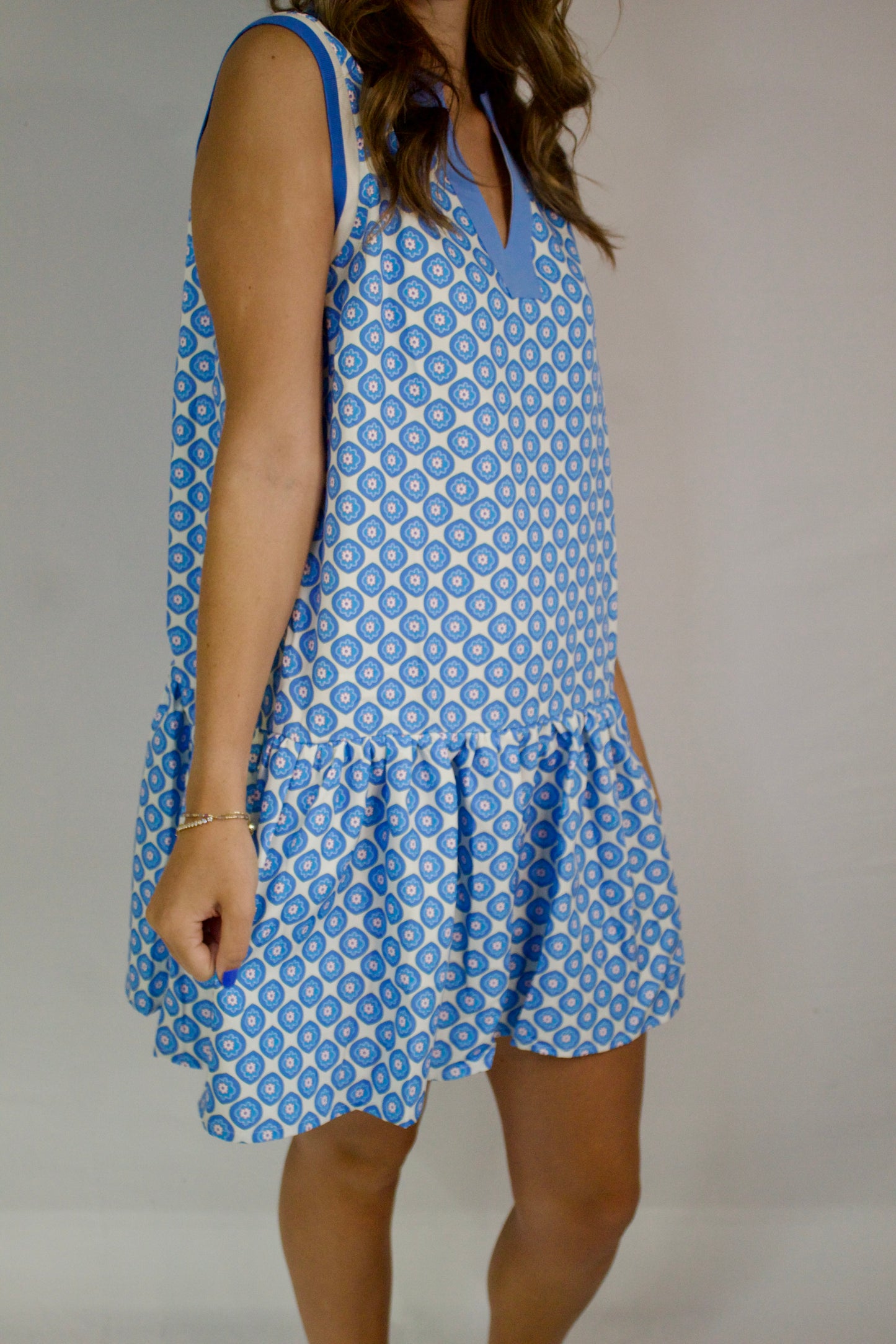 The Perfect Blue  Flower Ruffle Dress