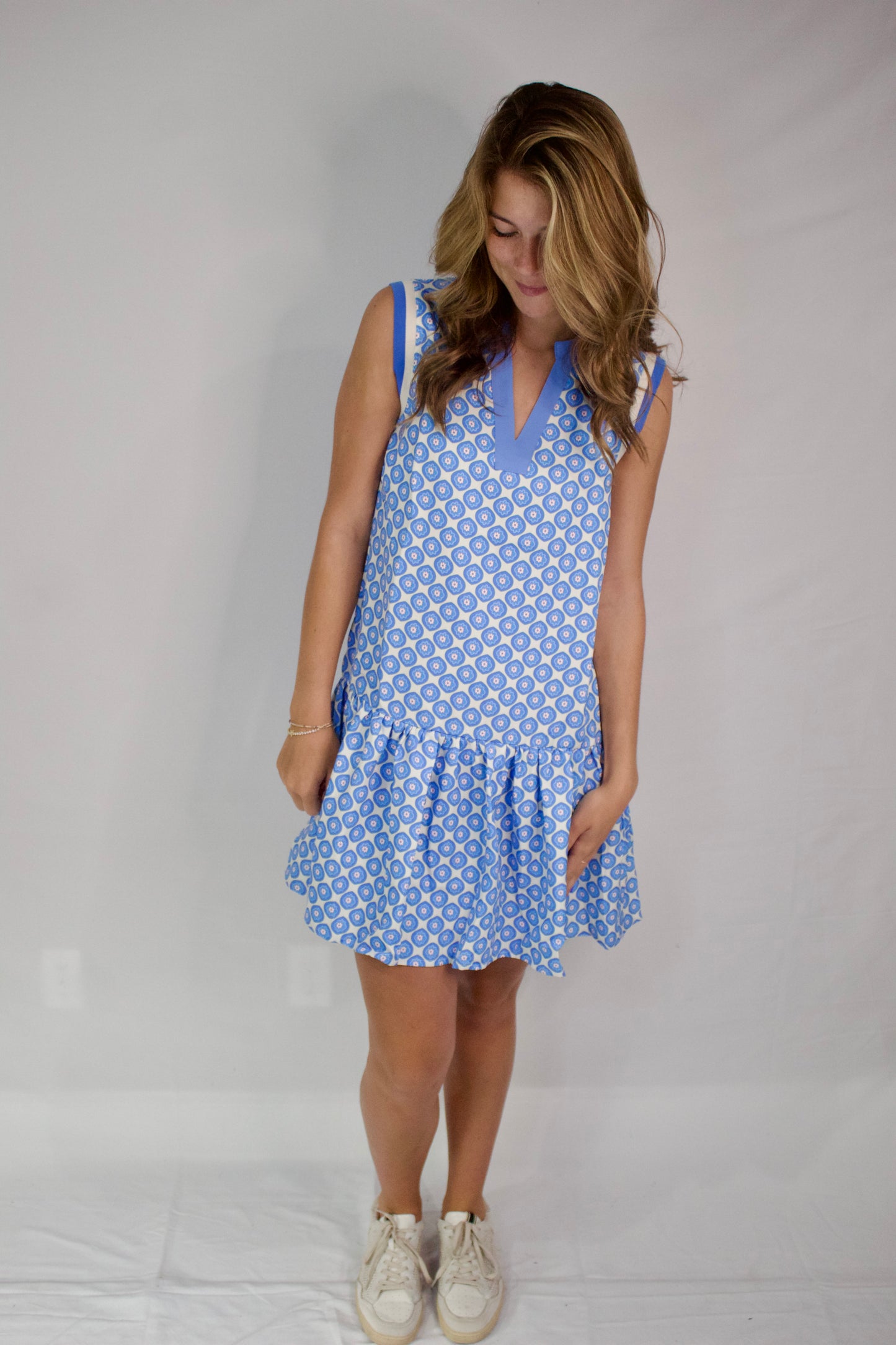 The Perfect Blue  Flower Ruffle Dress