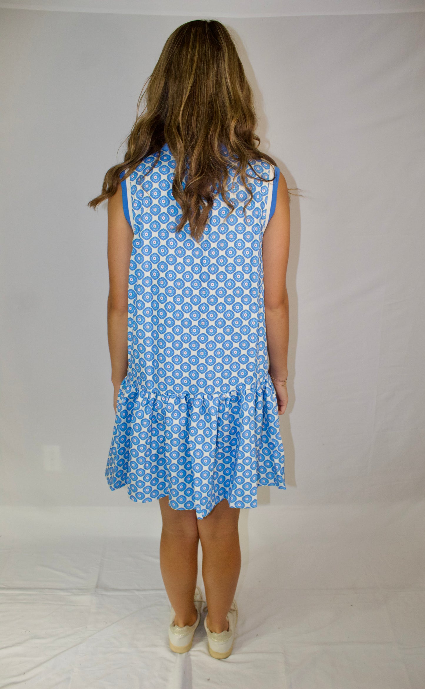 The Perfect Blue  Flower Ruffle Dress