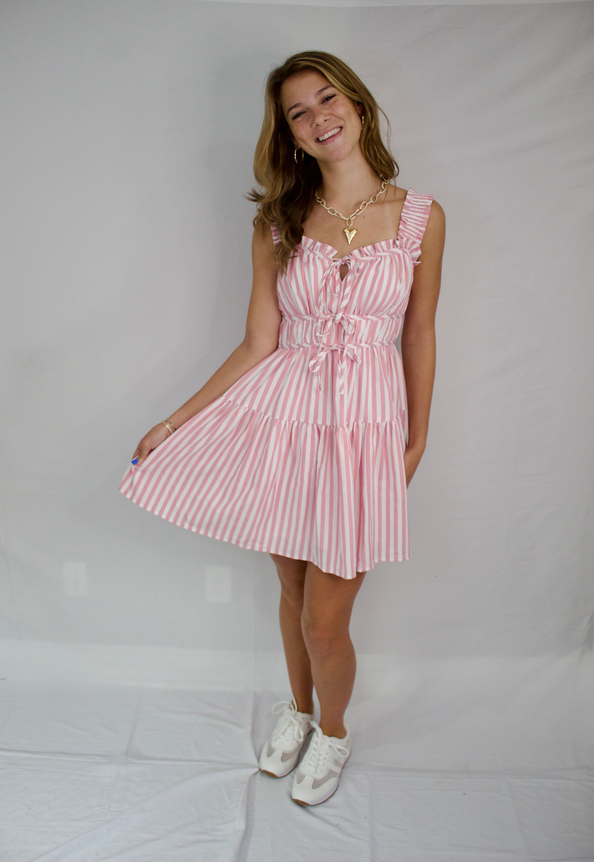 Summer Stripe Pink Mini Dress - Triple Charm Boutique
