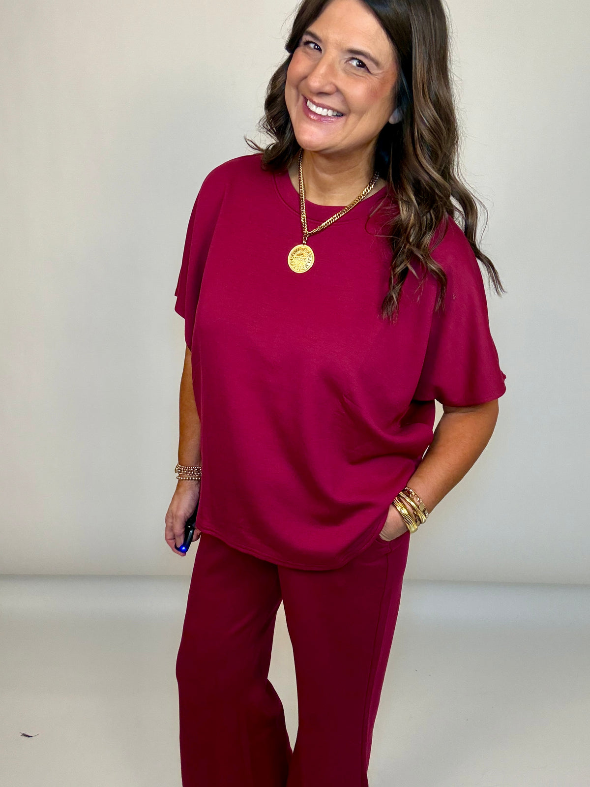 The Maroon  Scuba Pants Set
