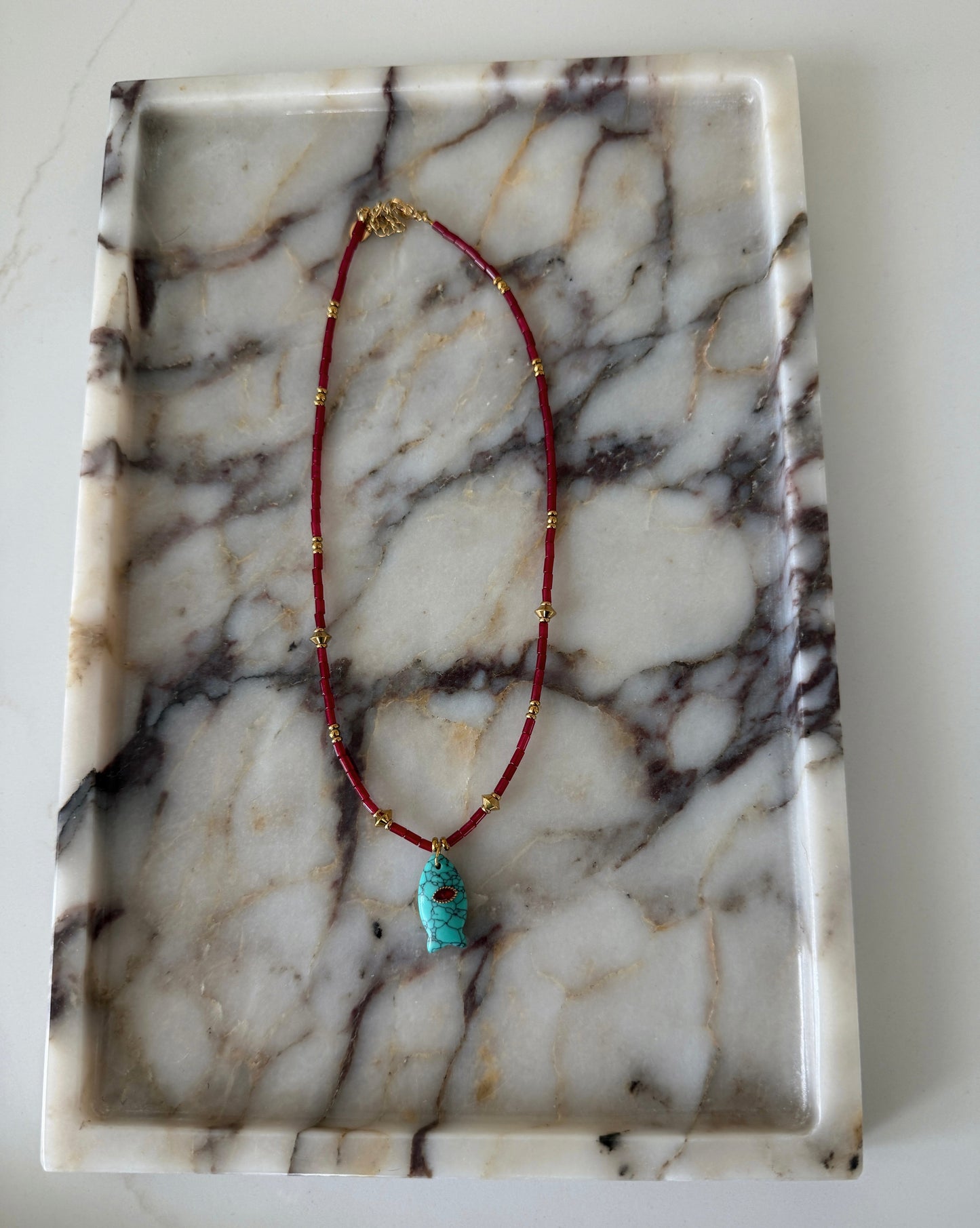 SLOANE NECKLACE - BLUE FISH - Triple Charm Boutique