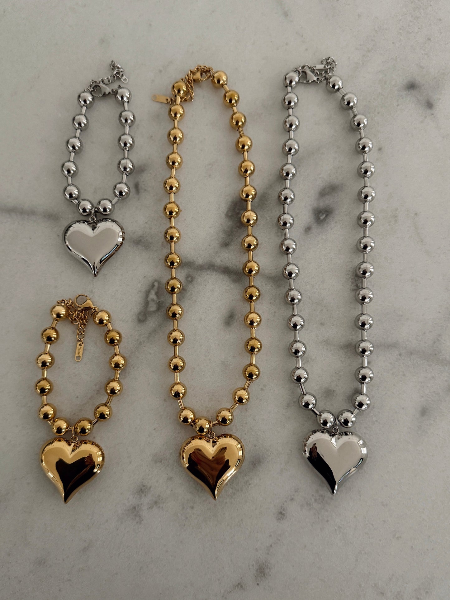 SILVER BUBBLE HEART BRACELET - Triple Charm Boutique