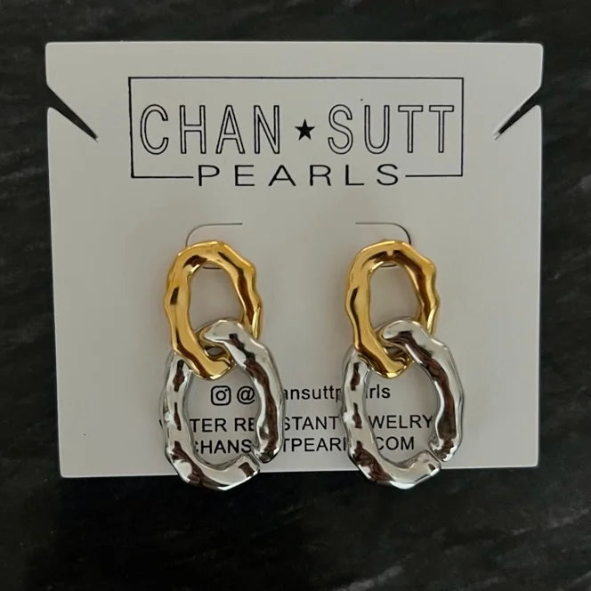 GOLD AND SILVER CHAIN EARRINGS - Triple Charm Boutique