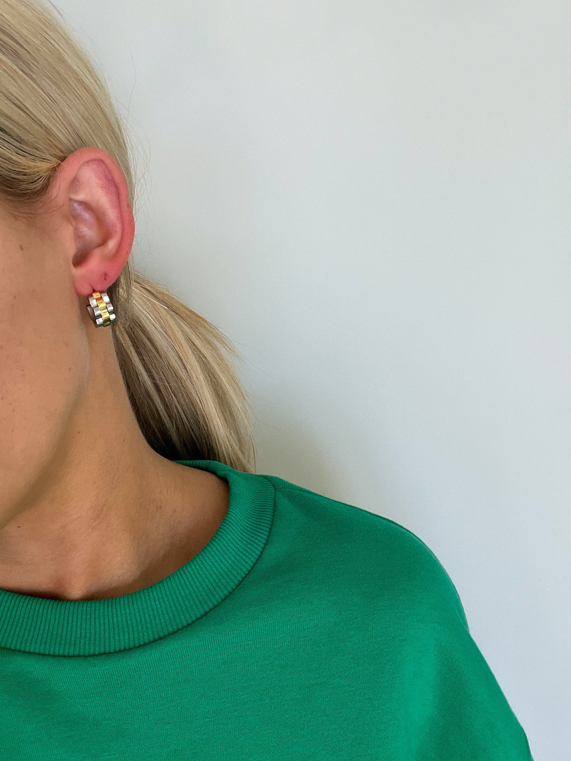 SMALL TWO TONED ROLLY HOOPS - Triple Charm Boutique